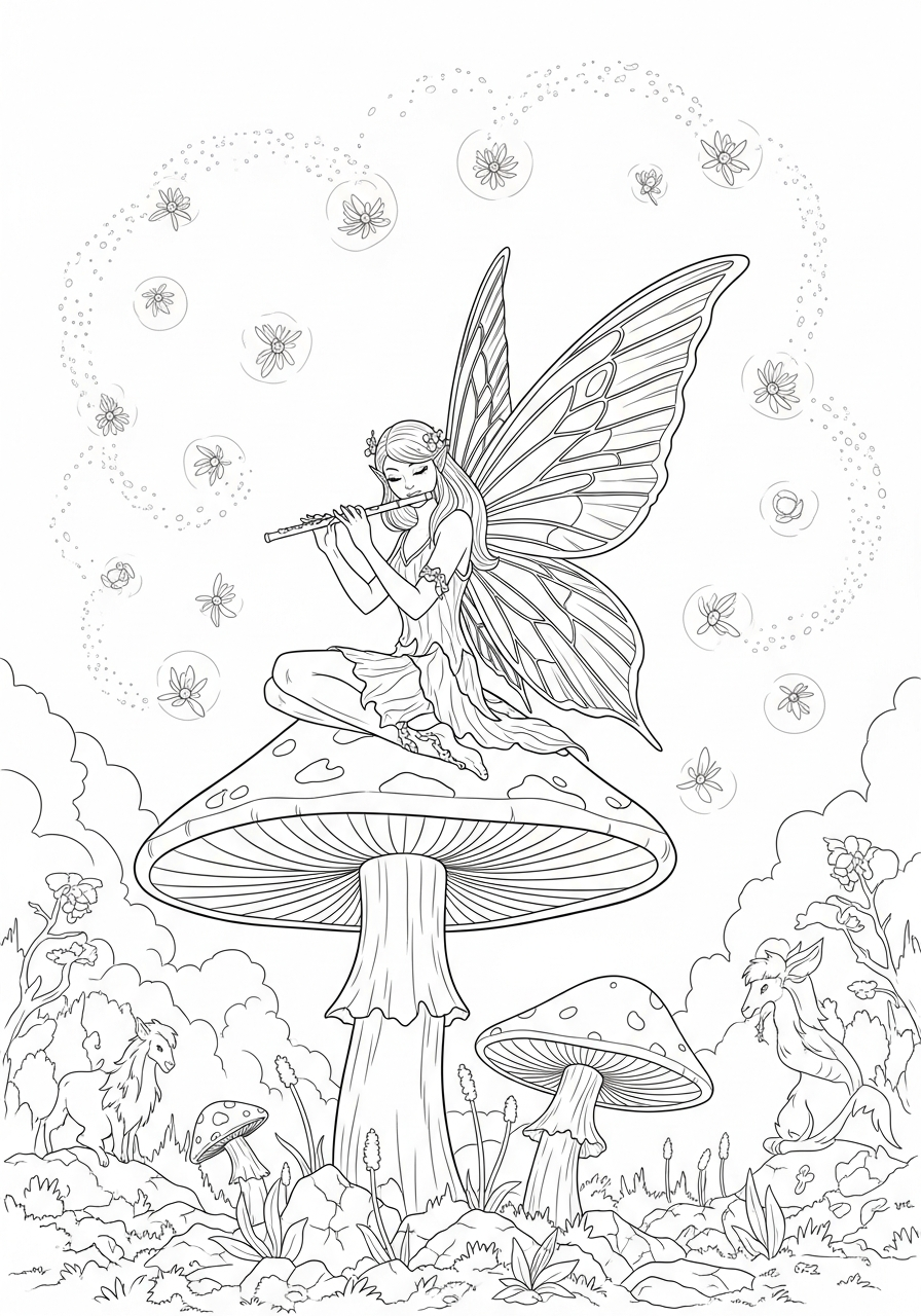 Fantasy coloring pages printable line art